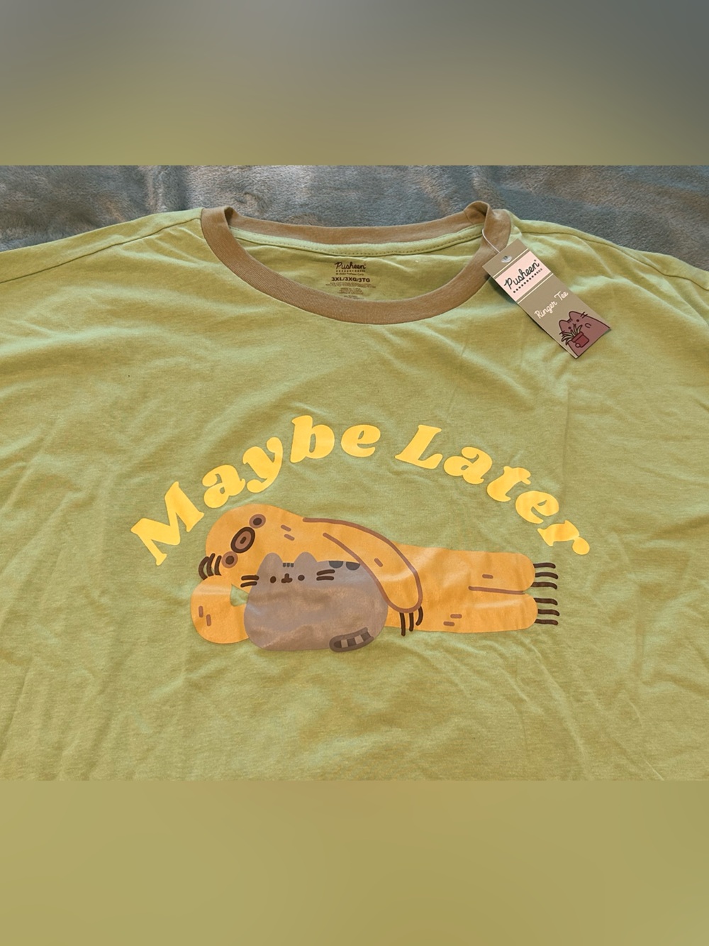 Pusheen and Sloth Green 'Maybe Later' Short Sleeve Tee Size 3X NWT